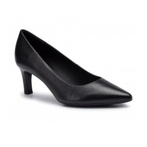 Geox Women's Bibbiana Leather Pump black heels size 38 Round Closed Toe‎